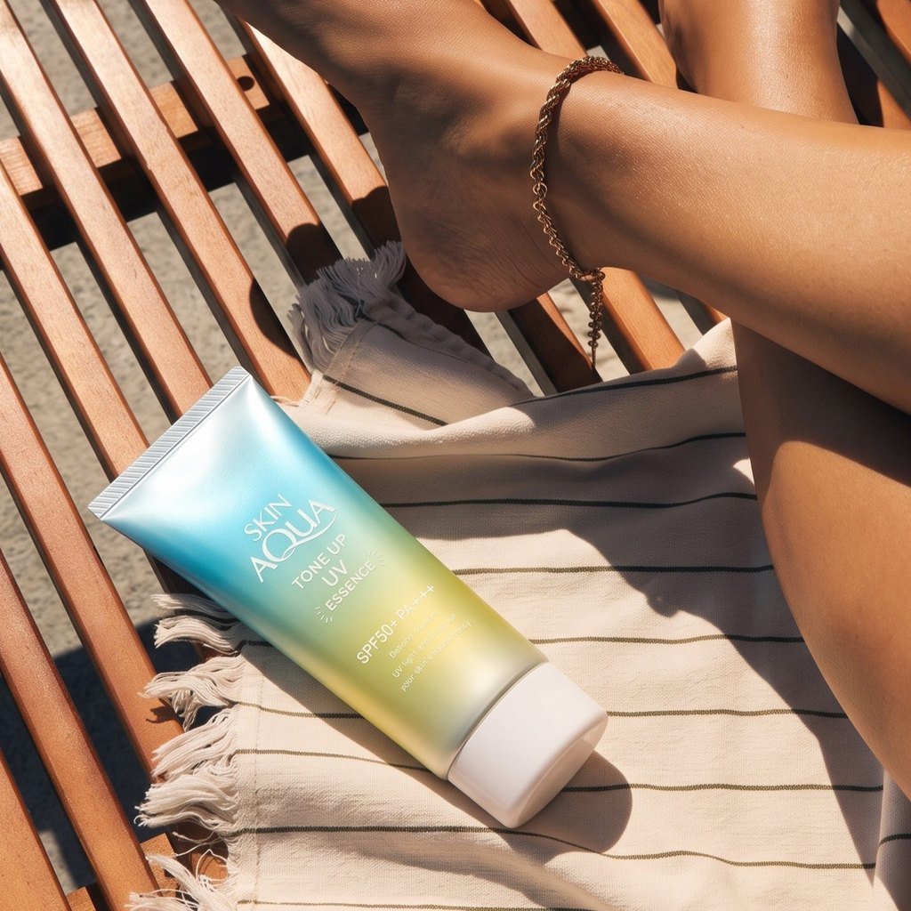 Skin Aqua Tone Up UV Essence Mint Green, Japanese sunscreens